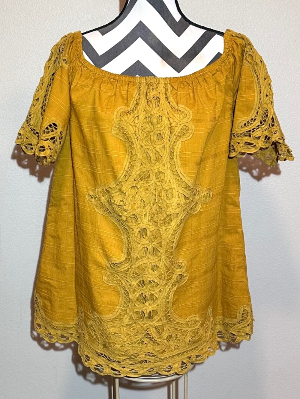 Free People place Off-the-Shoulder Top Mini Dress Tunic Boho Chic Peasant Size S
